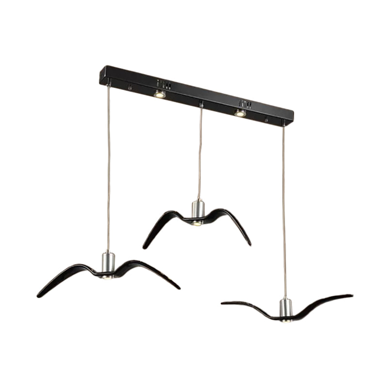 Artistry Seagull  Multi Light Pendant Metallic 3 Lights Bedroom Hanging Ceiling Light in White/Black with Round/Linear Canopy