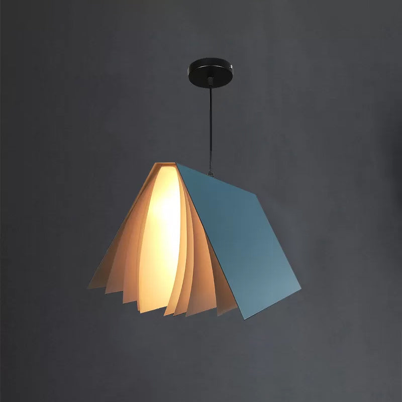 Book Pendant Ceiling Light Nordic Plastic 1-Bulb Living Room Hanging Lamp in White/Black/Yellow