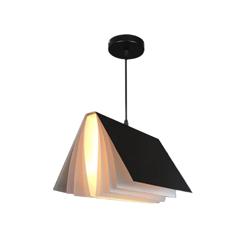 Book Pendant Ceiling Light Nordic Plastic 1-Bulb Living Room Hanging Lamp in White/Black/Yellow