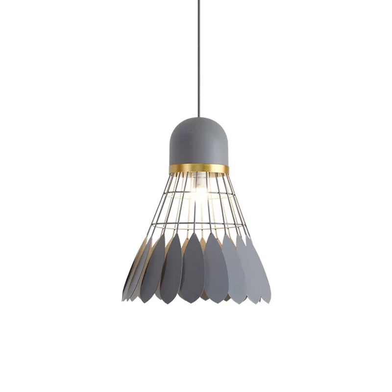 Badminton Hanging Lamp Artistry Metallic 1-Light Dinning Room Pendant Ceiling Light in White/Black/Grey