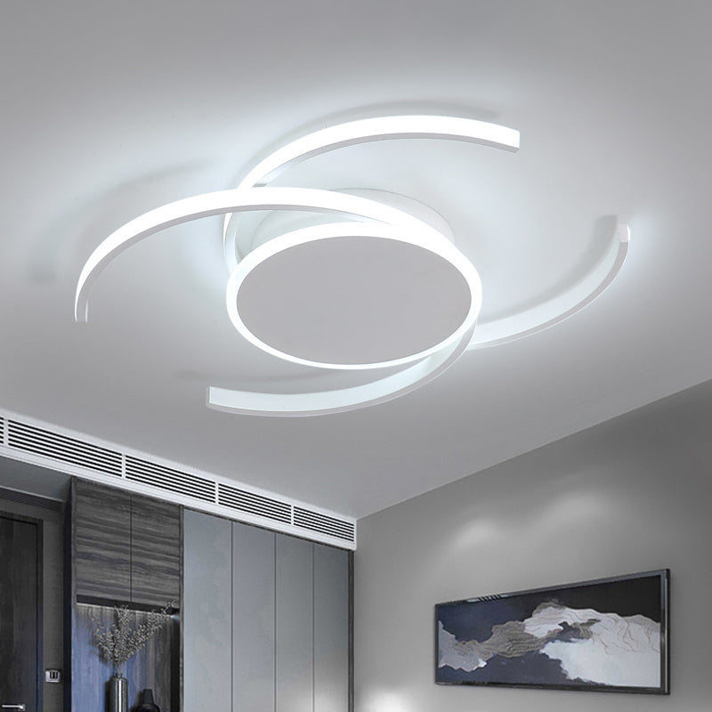 Minimalista de semi flush en forma de C blanco Dual 16 "/19.5" /23.5 "Acrílico LED de ancho cerca de la lámpara de techo con luz cálida/blanca