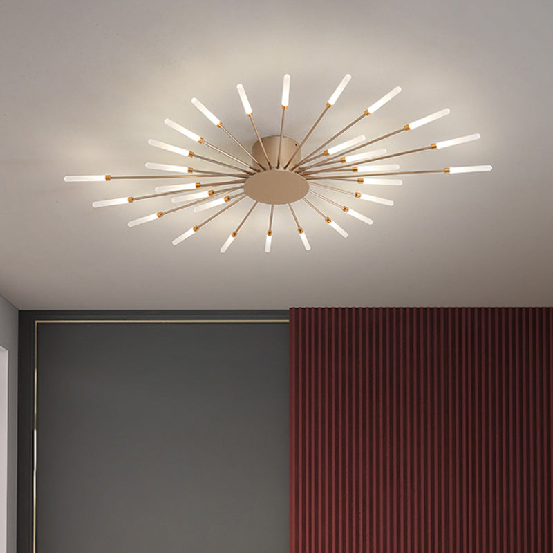Lámpara de techo con ráfaga negra/dorada, lámpara LED acrílica semiempotrada contemporánea de 12/18/28 luces para dormitorio