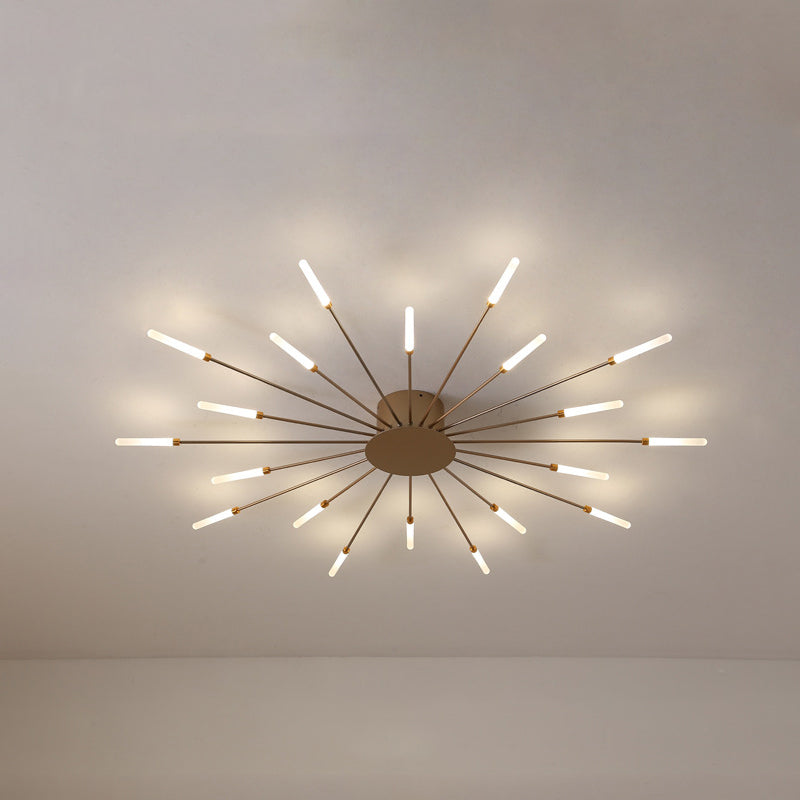Lámpara de techo con ráfaga negra/dorada, lámpara LED acrílica semiempotrada contemporánea de 12/18/28 luces para dormitorio