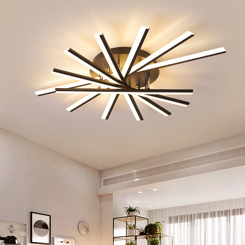 Spiral Design Stick LED-Deckenleuchte, modern, metallisch, 5/9-flammig, schwarz/weiß, halbbündige LED-Leuchte in warmem/weißem Licht