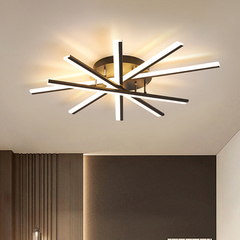 Spiral Design Stick LED-Deckenleuchte, modern, metallisch, 5/9-flammig, schwarz/weiß, halbbündige LED-Leuchte in warmem/weißem Licht