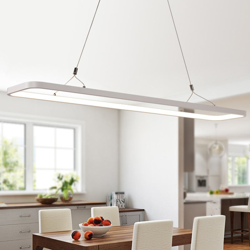 23.5"/39"/47" L Dining Room LED Pendant Light Minimalistic White Island Lamp with Rectangle Acrylic Shade, Warm/White Light