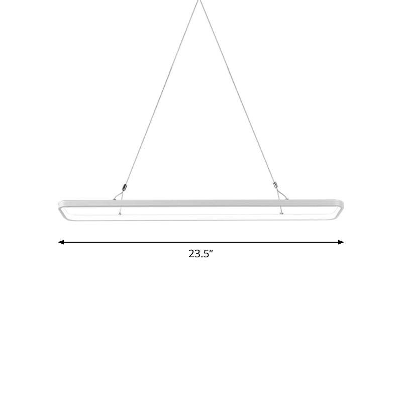 23.5"/39"/47" L Dining Room LED Pendant Light Minimalistic White Island Lamp with Rectangle Acrylic Shade, Warm/White Light