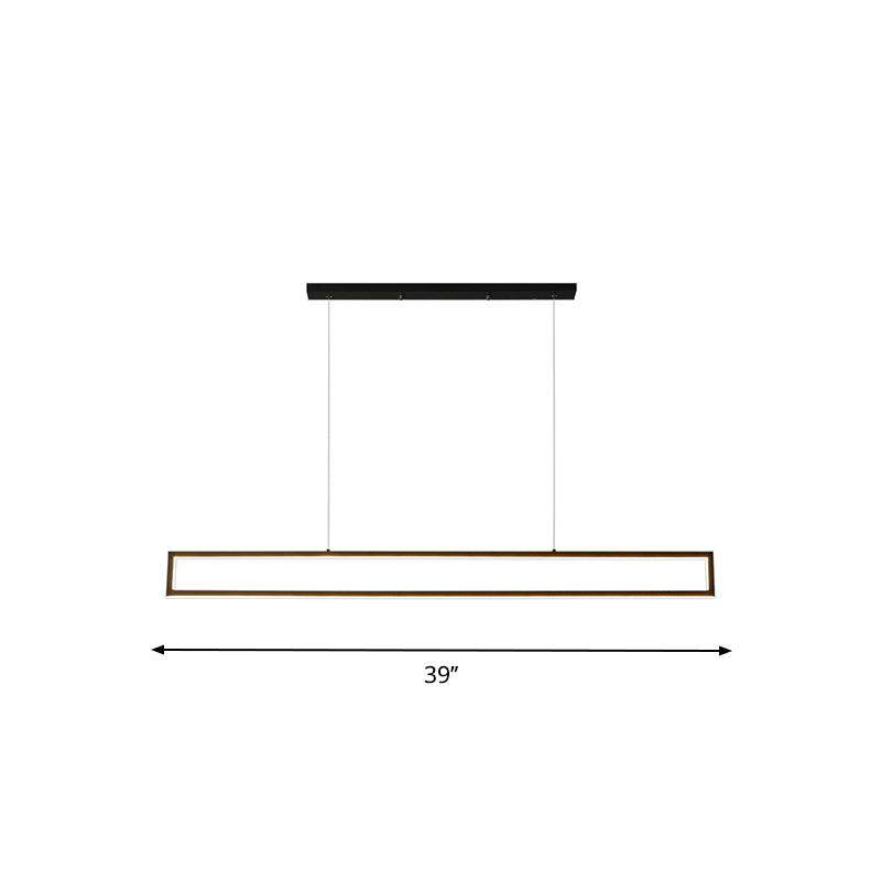 Lámpara colgante rectangular de 39 "/47" de ancho Simplicidad de aluminio Comedor LED Island Coste en luz cálida/blanca