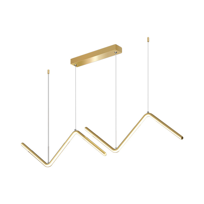 Zickzack Anhänger Leuchte Minimalismus Aluminium Esszimmer LED -Deckenlicht in Schwarz/Gold
