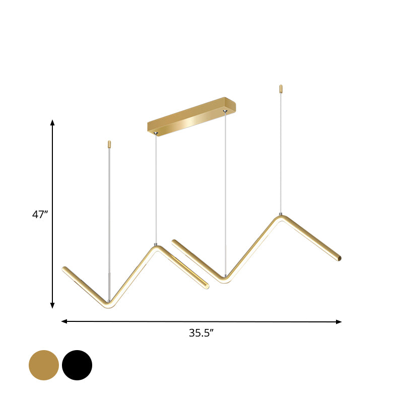 Zickzack Anhänger Leuchte Minimalismus Aluminium Esszimmer LED -Deckenlicht in Schwarz/Gold