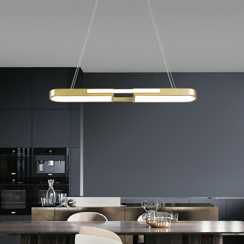 Oblong Acrylic Pendant Light Kit Simple Style Black/Gold LED Island Lamp in Warm/White Light for Dining Room