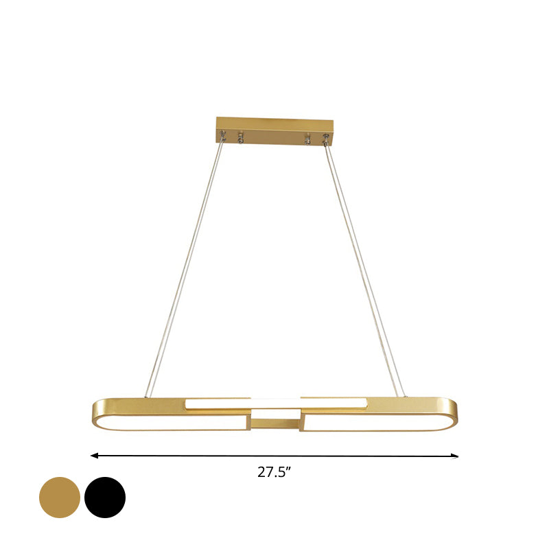Oblong Acrylic Pendant Light Kit Simple Style Black/Gold LED Island Lamp in Warm/White Light for Dining Room