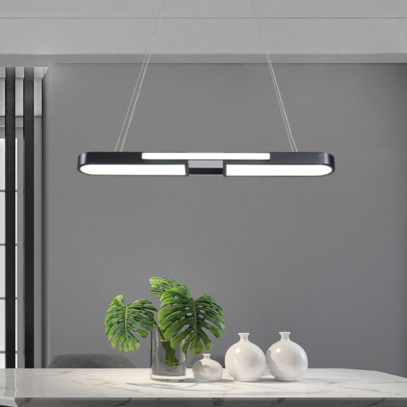 Oblong Acrylic Pendant Light Kit Simple Style Black/Gold LED Island Lamp in Warm/White Light for Dining Room