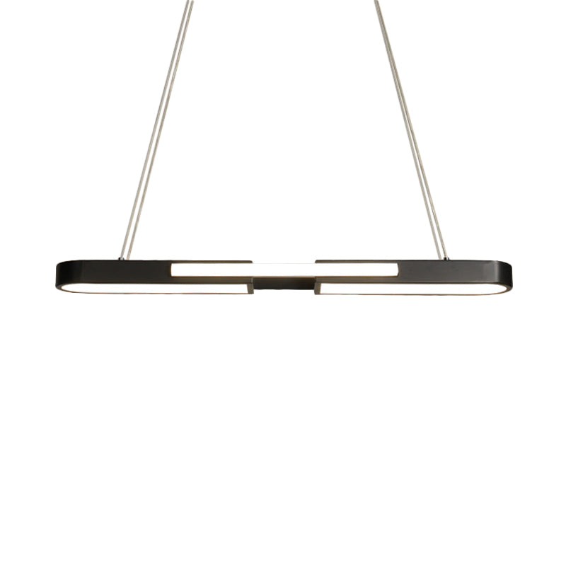 Oblong Acrylic Pendant Light Kit Simple Style Black/Gold LED Island Lamp in Warm/White Light for Dining Room