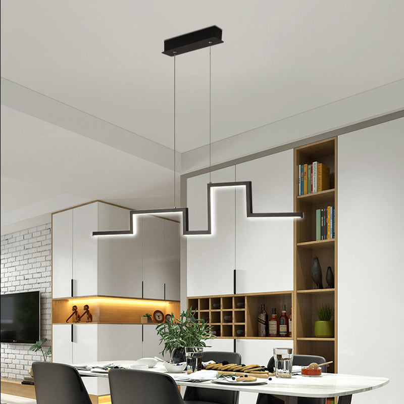 31,5 "/39" W Linear Kitchen Island Lighting Metal Minimalistic LED sospeso a LED in Black/Grey, Luce calda/Bianca
