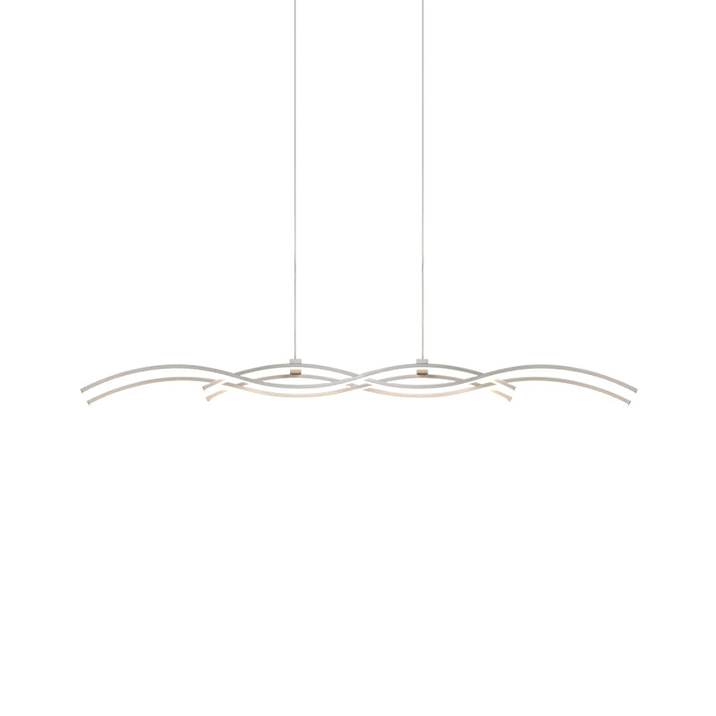 Silver Wave Island Pendant Light Simplicity Acrylic LED Suspended Lighting Fixture in Warm/White Light