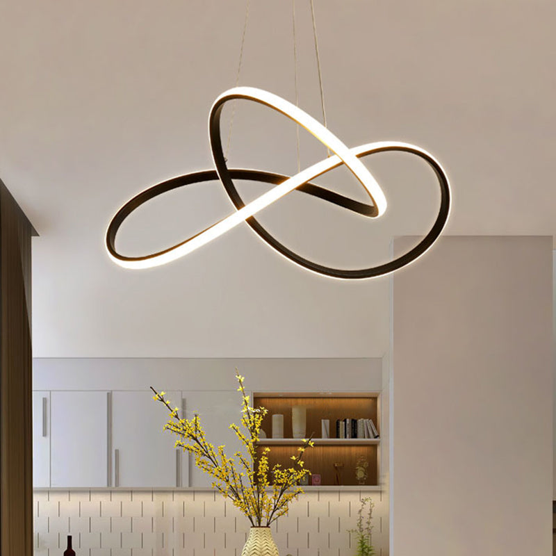 Ciclo a sospensione a sospensione semplicità lampadario a LED in bianco/nero acrilico in luce calda/bianca, larghezza 19,5 "/27,5"