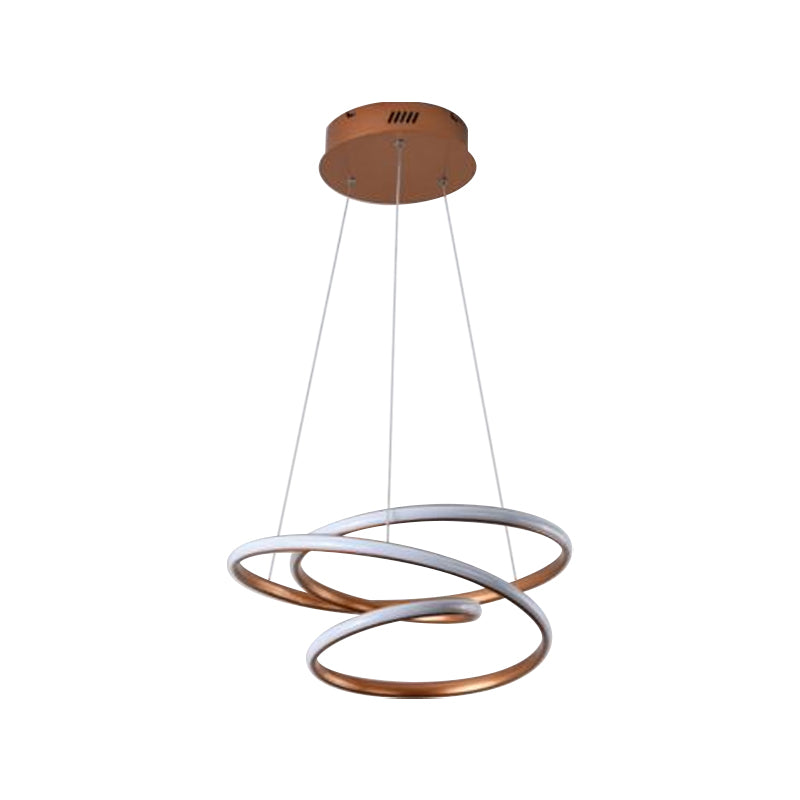 Kaffee verdrehter linearer Kronleuchter Anhänger minimalistisches Aluminium -LED Hanging Deckenlicht in warmem/weißem Licht