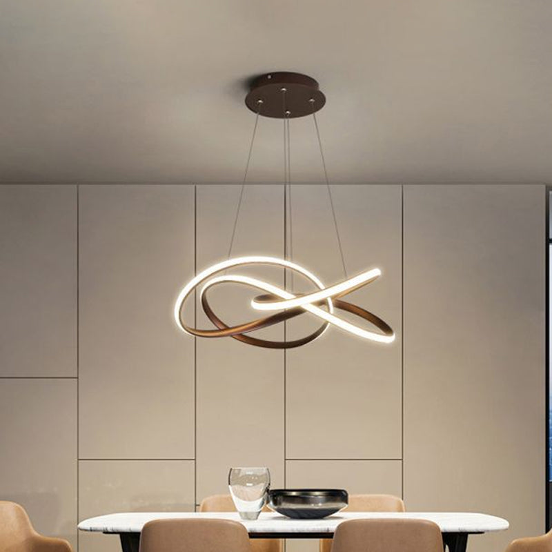 Twist lampada a sospensione sala da pranzo in alluminio ciondolo lampadario a LED minimalista nel caffè, luce calda/bianca