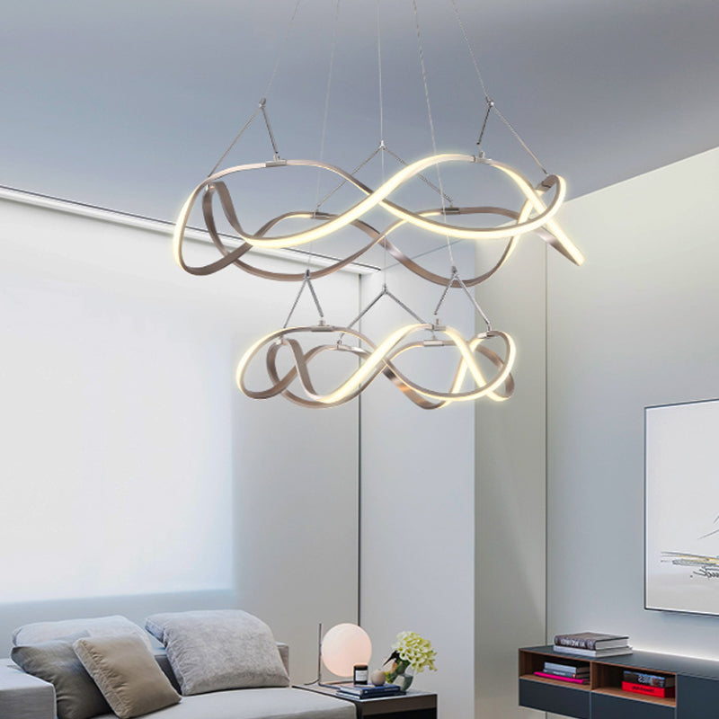 Lampadella a 1/2 livelli a 2/oro a 1/oro LED Minimalista LED a sospensione LED a sospensione per sala da pranzo, 31 "/43" di larghezza