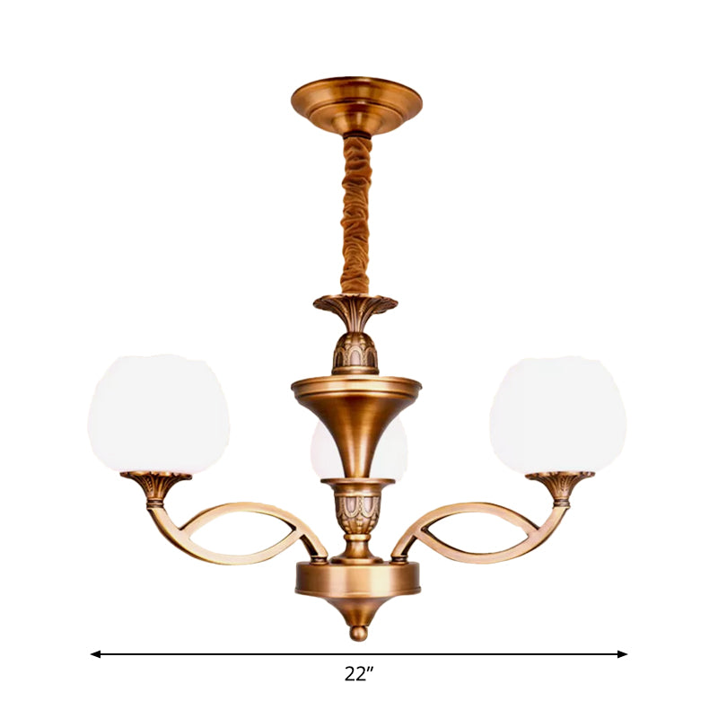 Flowerbud woonkamer plafond kroonluchter traditioneel wit glas 3/6/8 bollen koperen suspensielamp