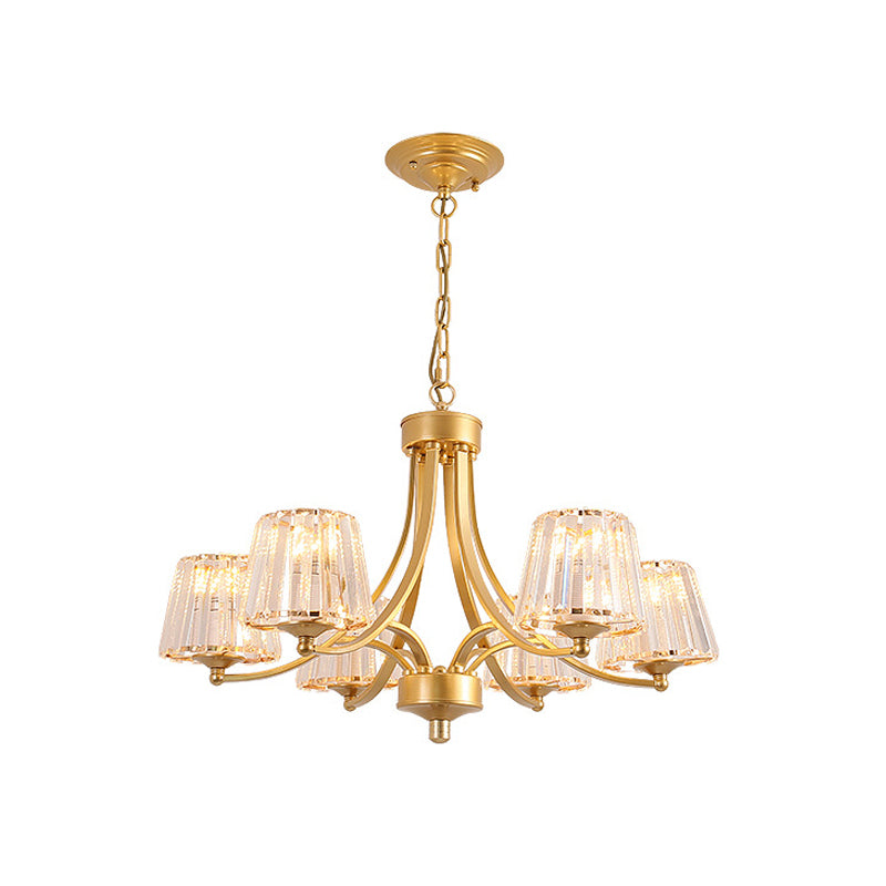 Wit glas/helder kristal taps toelopende hanger vintage 5/6-licht eetkamer plafond kroonluchter in zwart/goud