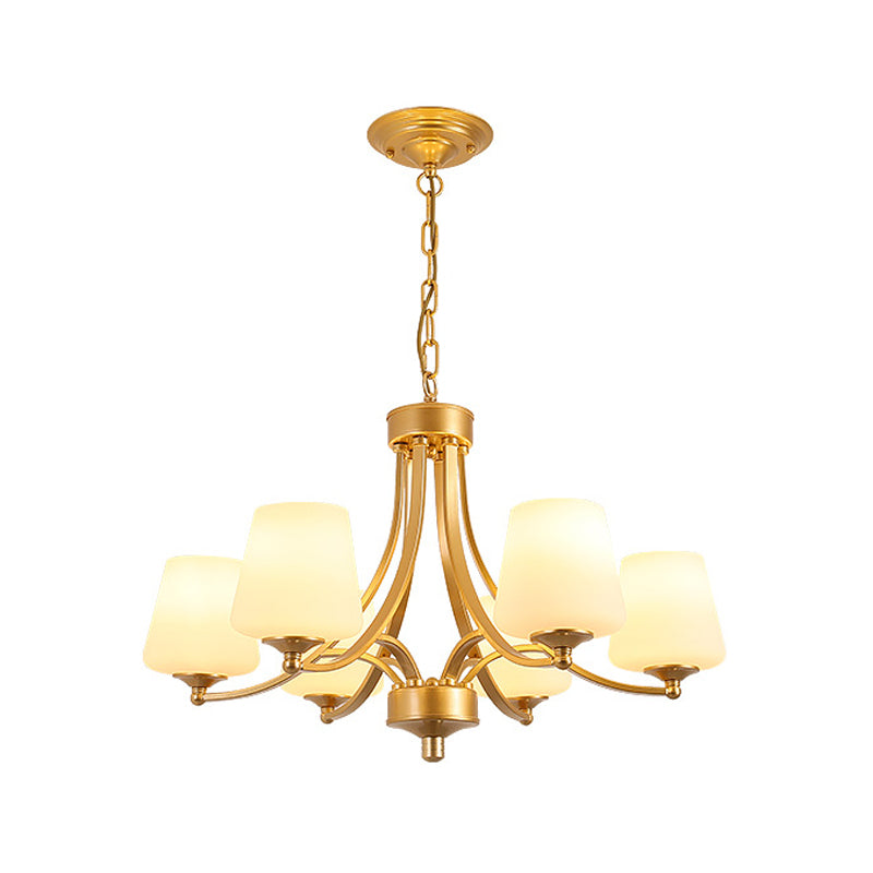 Wit glas/helder kristal taps toelopende hanger vintage 5/6-licht eetkamer plafond kroonluchter in zwart/goud
