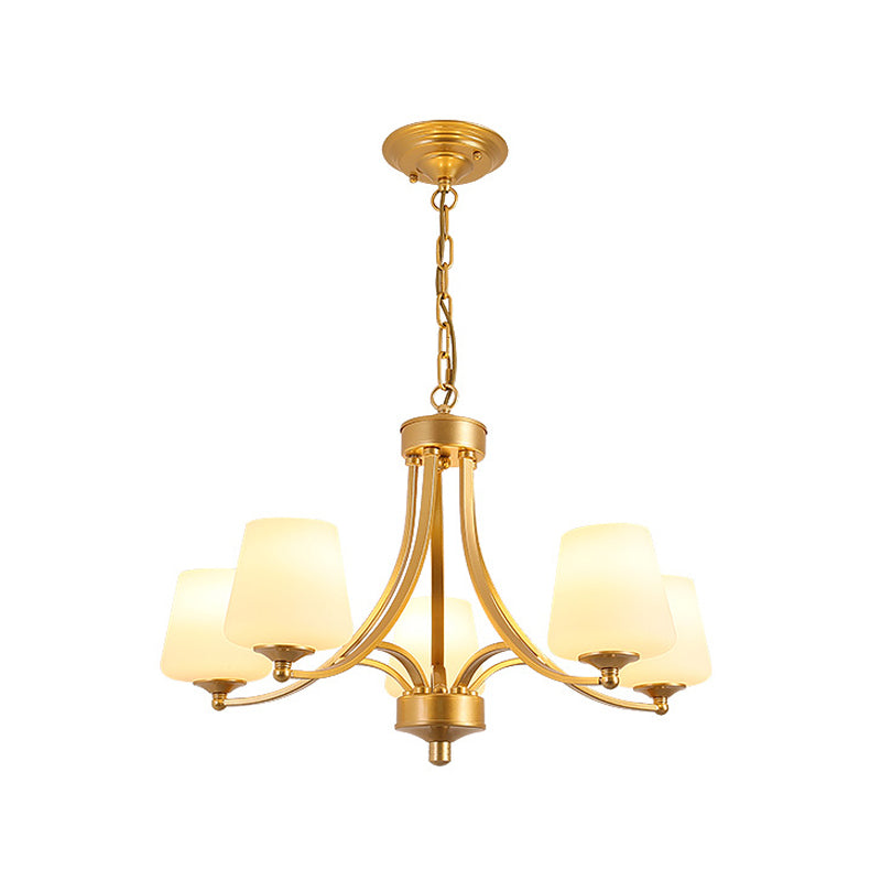 Wit glas/helder kristal taps toelopende hanger vintage 5/6-licht eetkamer plafond kroonluchter in zwart/goud