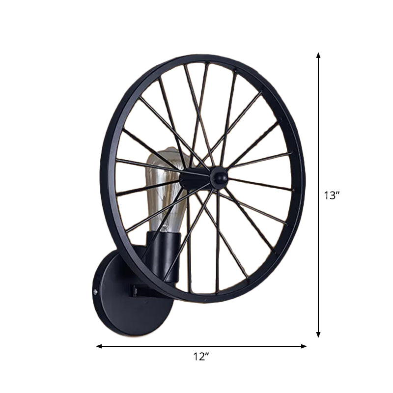 Wheel Dining Room Wall Light Fixture Farmhouse Iron 1 Head Black Wall Mounted Lamp