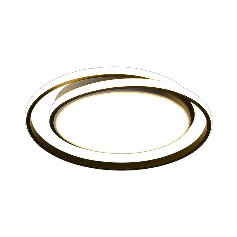 Black/Gold Circular LED Flushmount Modernist Acrylic Ceiling Lighting in Warm/White Light, 18"/21.5" Width