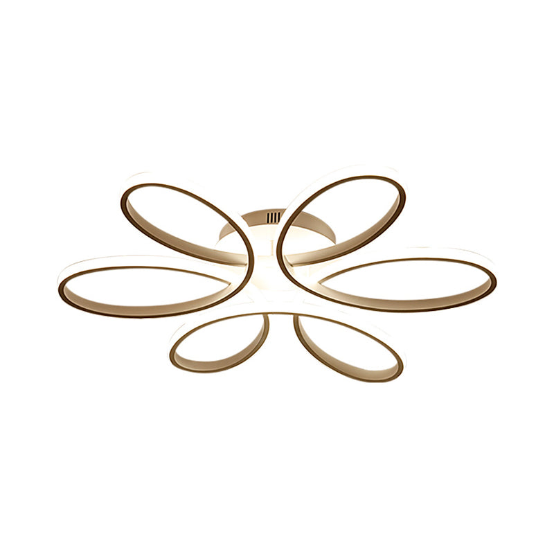 23 "/29" W Minimalistische Bloem Gevormd Flushmount Acryl Woonkamer LED Semi Flush Mount Plafond Licht in Wit