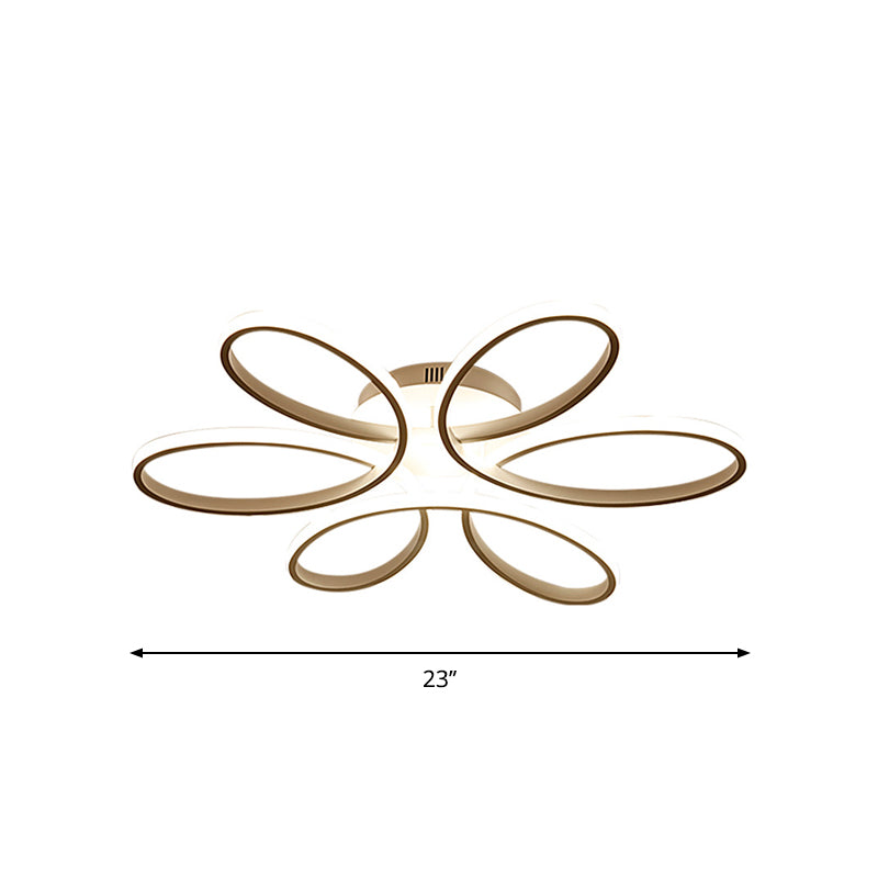 23 "/29" W Minimalistische Bloem Gevormd Flushmount Acryl Woonkamer LED Semi Flush Mount Plafond Licht in Wit