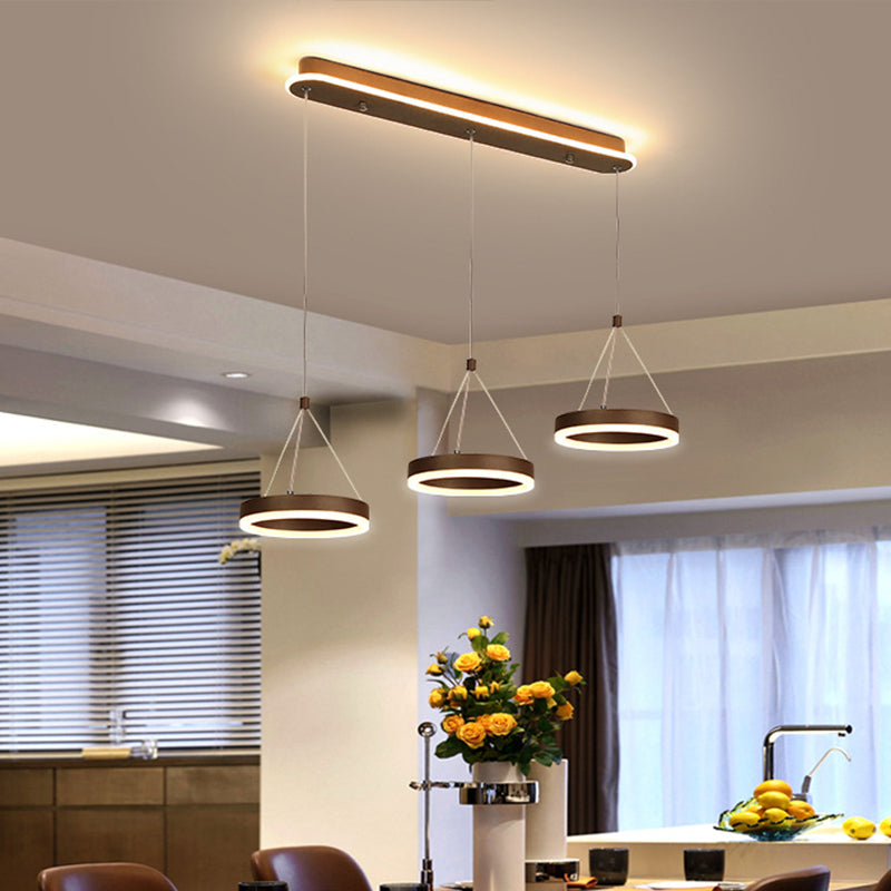 Ring -Form Esszimmer Drop Anhänger Acryl -LED Moderner LED Multiple hängende Licht in Gold/Kaffee, warmes/weißes Licht