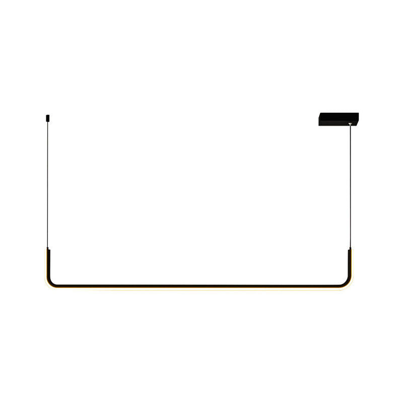 Aluminium Linear Anhängerleuchte Einfachheit Black/Gold LED Hanging Lamp über Esstisch, 39 "/59" Breite