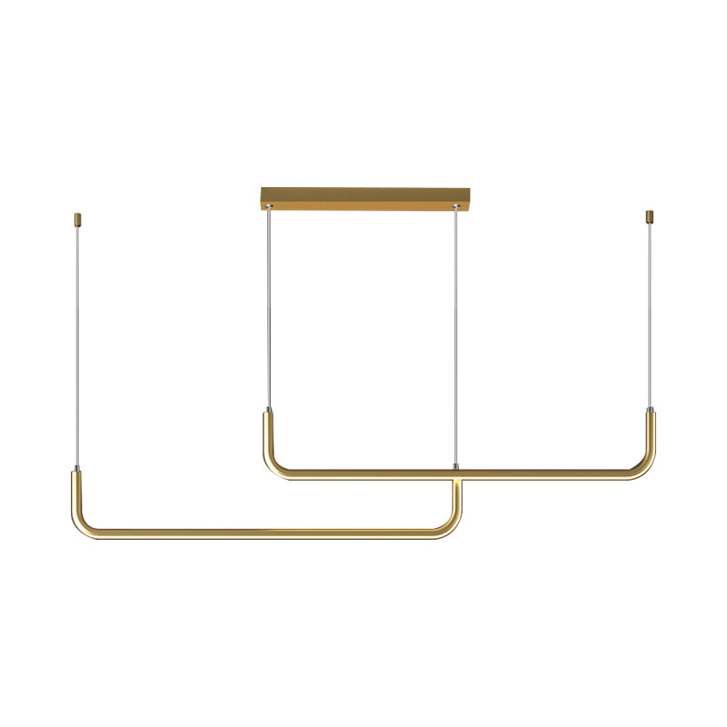 Aluminium Linear Anhängerleuchte Einfachheit Black/Gold LED Hanging Lamp über Esstisch, 39 "/59" Breite
