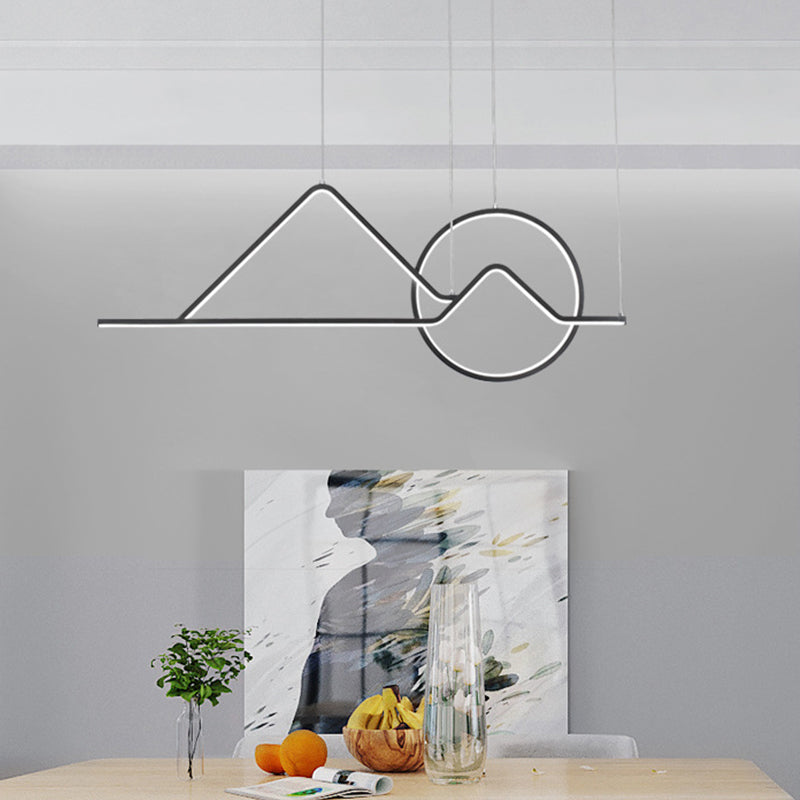 Landschapslijn Art Pendant Licht Creatief Minimalistisch metaal Zwart/Gouden LED -hangende lamp in warm/wit licht