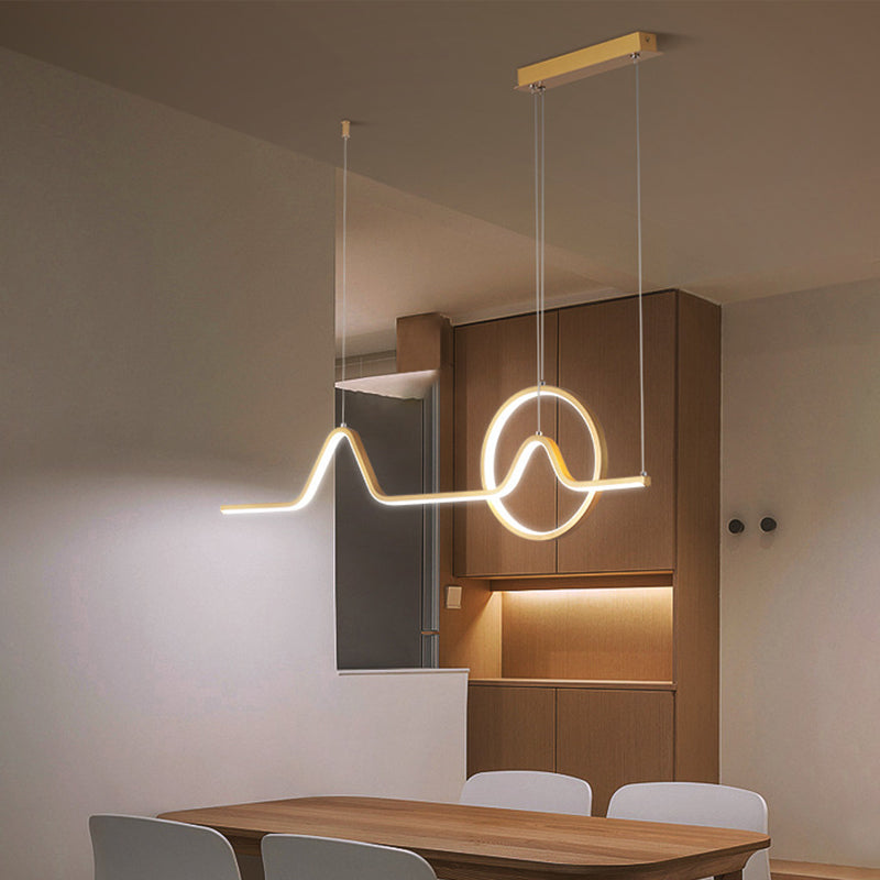Berg und Sonne Linear hängende Anhänger Einfacher Acryl -Esszimmer LED -Deckenlicht in Schwarz/Gold, warm/weißes Licht