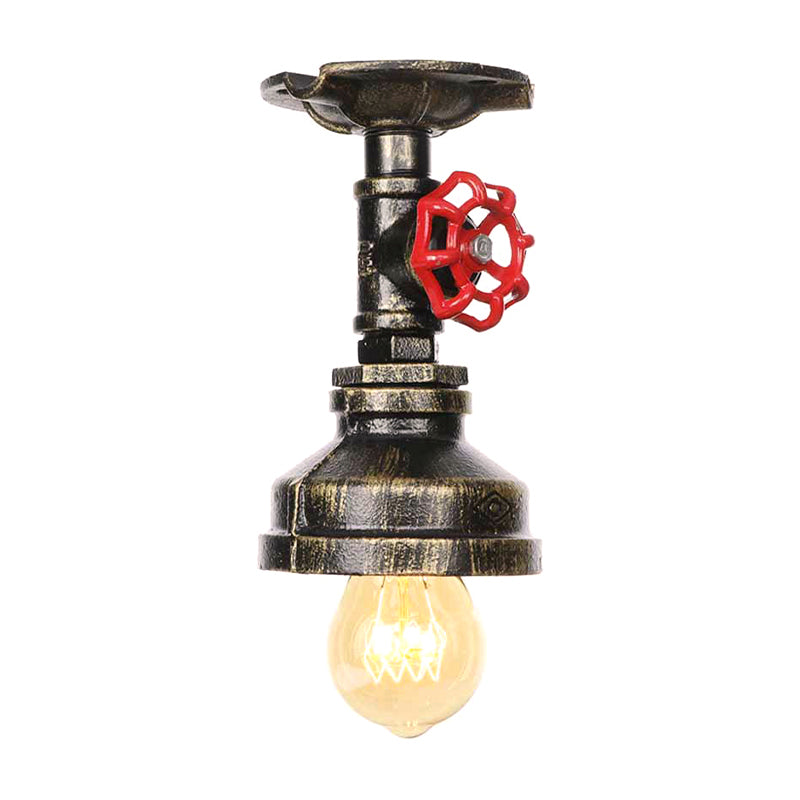1 Light Expose Exposed Semi Flush Mount Factory Antique Bronze / Vieilled Silver / Antique Brass Metallic Plafond Light With Water Valve