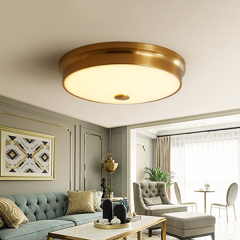 12.5"/16" Dia Antiqued Gold LED Flush Mount Simplicity White Glass Bowl/Round Ceiling Light for Bedroom