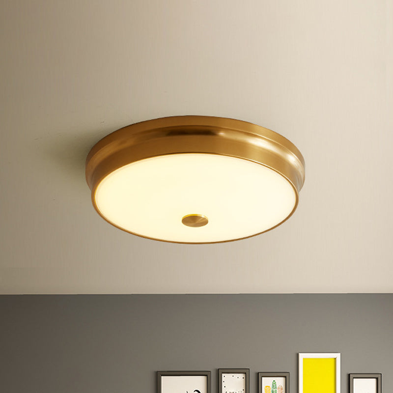 12.5"/16" Dia Antiqued Gold LED Flush Mount Simplicity White Glass Bowl/Round Ceiling Light for Bedroom