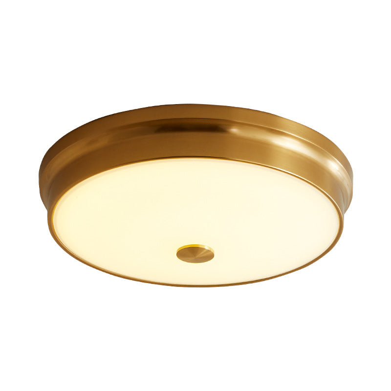 12.5"/16" Dia Antiqued Gold LED Flush Mount Simplicity White Glass Bowl/Round Ceiling Light for Bedroom