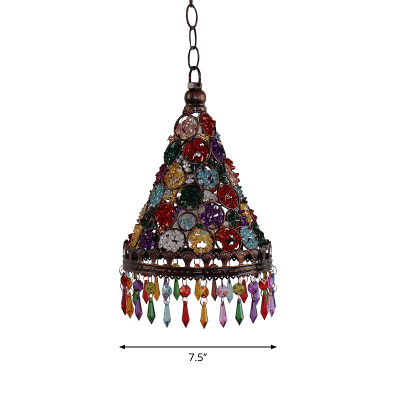1 Plafond de tête Pendant Bohemian Chambre suspendue lampe avec cône / gyroscopieuse en cuivre en cuivre