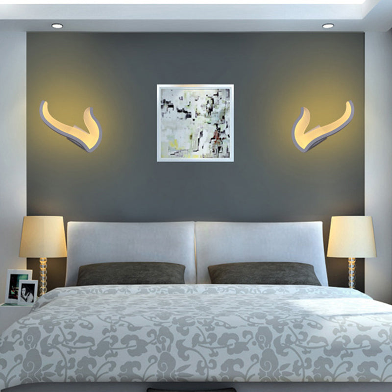 Diamond/Twig/Flower Acrylic LED Wall Lamp Fixture Minimalistic White Wall Sconce Lighting for Bedroom