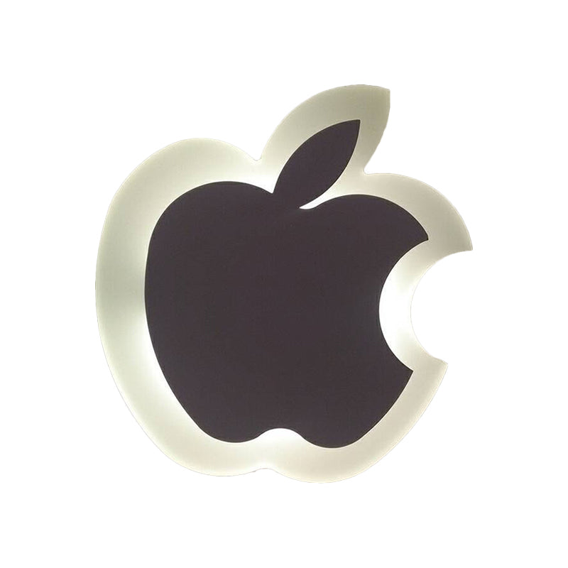 Cartoon Apple/Leaf/Cat Small Wall Light Acrylic Children Bedroom LED Flush Mount Wall Sconce in White