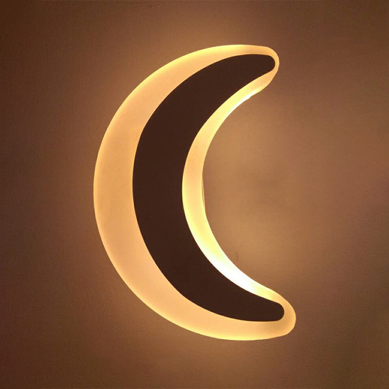 Cartoon Apple/Leaf/Cat Small Wall Light Acrylic Children Bedroom LED Flush Mount Wall Sconce in White