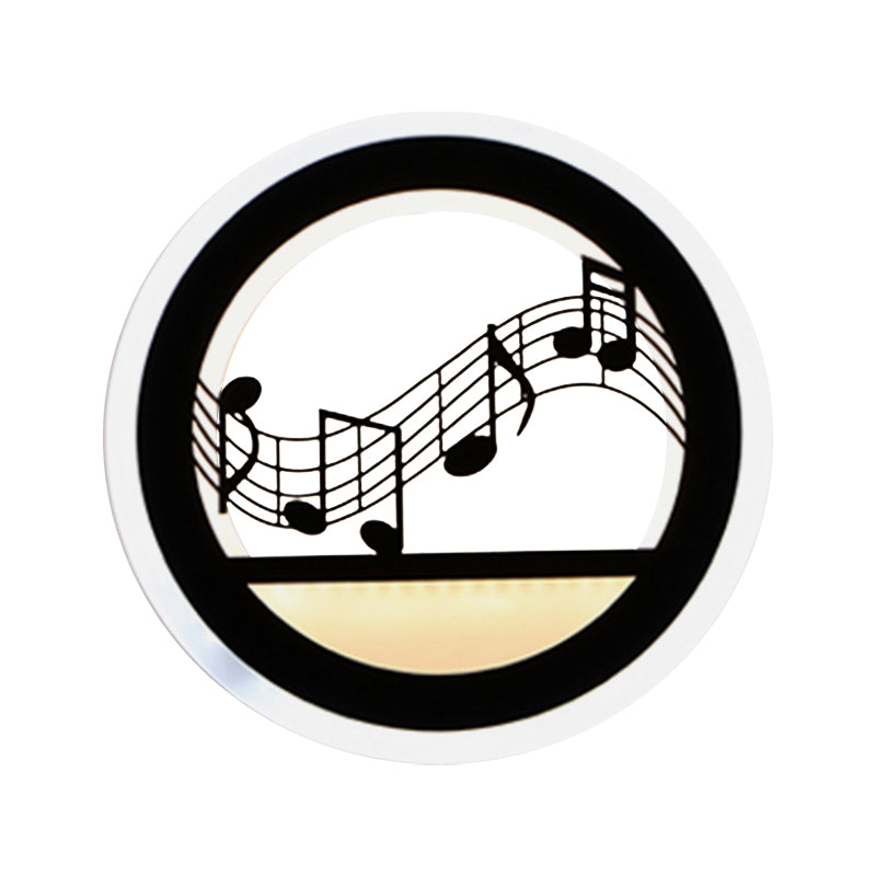 Nordic LED Wall Light Sconce Black Round/Elephant/Giraffe Ultrathin Wall Mounted Lamp with Acrylic Shade in Warm/White Light