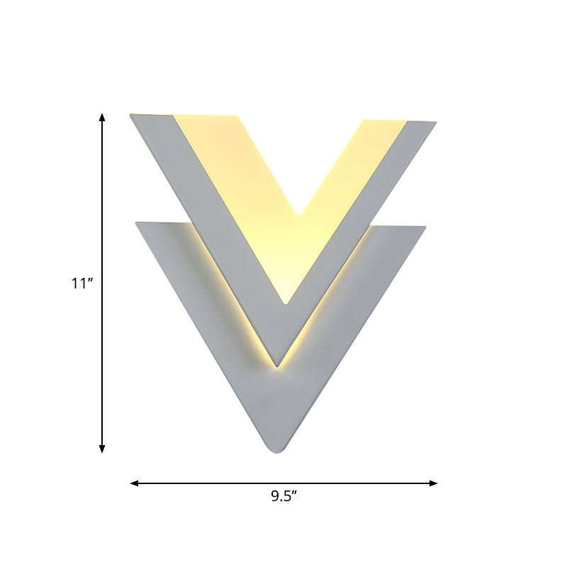 Modern Style Double-V Sconce Metallic Stairway LED Wall Mount Light Fixture in Warm/White Light