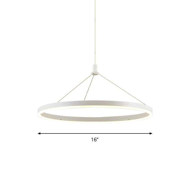 White Loop Pendant Chandelier Simplicity 12"/16"/47" Dia LED Acrylic Hanging Light Fixture with Adjustable Cord Grip
