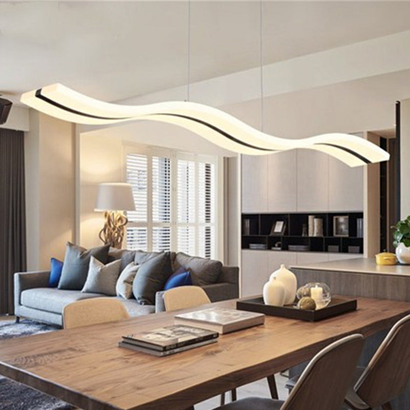 Linea curva/retta sala da pranzo a sospensione Acrilico LED minimalista a LED appeso Light in nero, calda/bianca luce