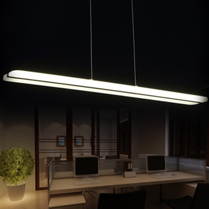 Salle à manger courbe / droite pendentif acrylique LED minimaliste suspendu plafonnier plafond en noir, chaud / blanc lumière